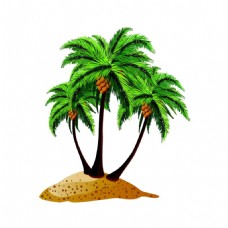 手绘沙滩椰树元素
