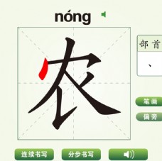 中国汉字农字笔画教学动画视频