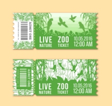 绿树2款绿色动物园门票矢量素材