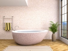 粉嫩现代时尚浴室效果图图片素材