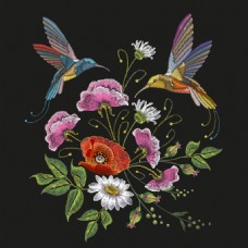 鸟传统工艺刺绣花朵图案