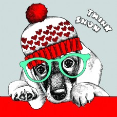 可爱狗狗帽子动物圣诞节海报矢量