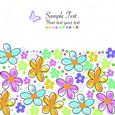 春季主题矢量花朵边框可爱卡通彩色小花纹理图案矢量