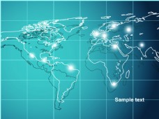 全景图蓝色地图全球化网络抽象矢量背景