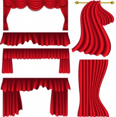 大舞台红色幕布矢量装饰素材