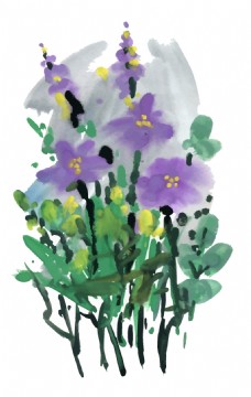 水彩紫色花朵植物花朵水彩手绘矢量文件