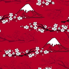 雪山日式红色富士山和风矢量背景