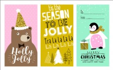 动物创意彩色动物线稿圣诞节创意卡片矢量