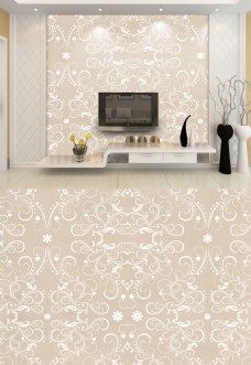 现代淡雅米色白色花纹底纹背景墙