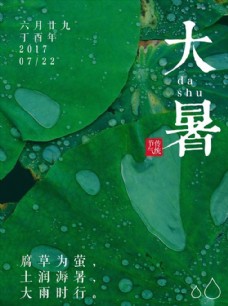 绿色简约中国传统大暑节气海报