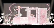 粉色婚礼甜品区效果图