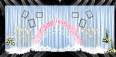 蓝色樱花拱门系列婚礼照片墙背景墙效果图