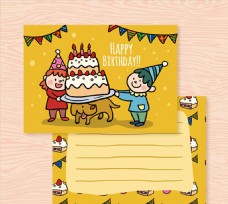 宠物狗可爱儿童生日祝福卡矢量素材