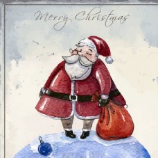 手绘圣诞老人卡片