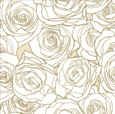 女童印花线描玫瑰花四方连续底纹