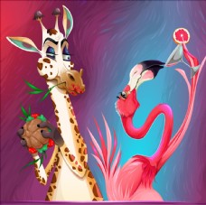 卡通可爱矢量长颈鹿