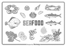 食材海鲜手绘海鲜食材矢量素材