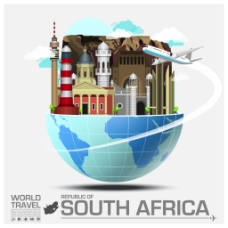 创意南非旅行景点插画