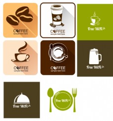 咖啡杯扁平化咖啡餐具图标
