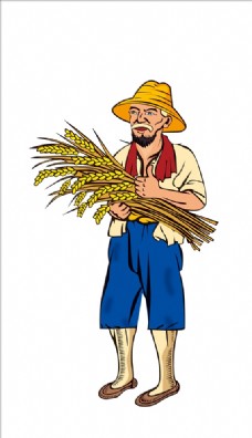 分层素材分层农民抱水稻素材