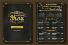 宣传单页古典矢量西餐美食餐馆菜单宣传页EPS素材