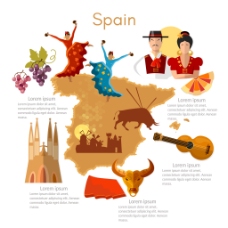 西班牙创意特色旅行插画