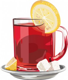 美味的柠檬红茶插画