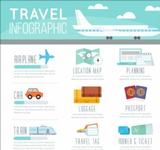 出国旅游海报柔和的彩色平面旅游信息图