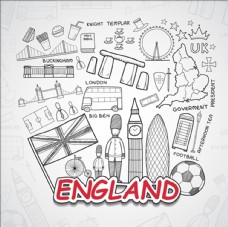 出国旅游海报英格兰旅游简笔元素