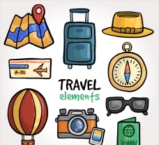 出国旅游海报手绘旅游用品系列