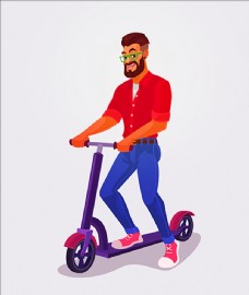 淘宝海报使用踢踏板车的男人插图