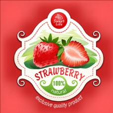 新年水果美味的草莓标签