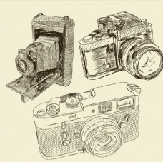 3款手绘相机设计矢量素材