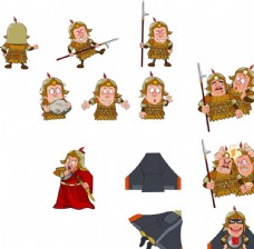 手绘古时战士将军各种造型