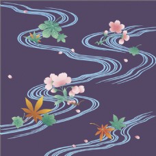 荷花彩色河流花朵装饰图
