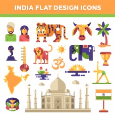 印度设计矢量印度平面设计图标