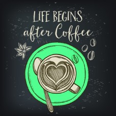 咖啡杯手绘时尚咖啡插画