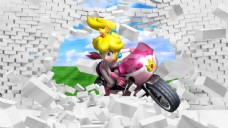 3D卡通动漫美少女骑摩托车破墙背景墙
