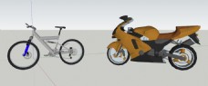 草图大师模型手绘自行车产品元素
