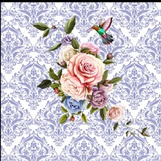 结婚背景设计欧式花纹水彩玫瑰花牡丹花花卉