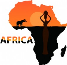 非洲矢量海报女人举着瓶子