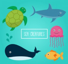 5款卡通海洋动物矢量素材