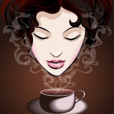 咖啡和美女插画