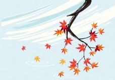 秋日日本风格冬季枫叶插画