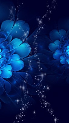 唯美背景浪漫唯美蓝色花朵H5背景素材