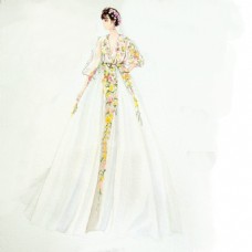 高端时尚华丽裙摆沙曼婚纱设计效果图