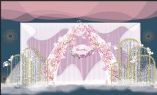 室内设计粉色婚礼迎宾区psd效果图