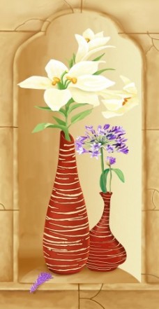百合花瓶瓷砖高清背景墙