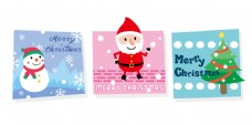 圣诞素材小卡片雪人圣诞老人圣诞树雪花卡通