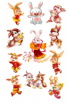 中秋节卡通兔子元素素材
